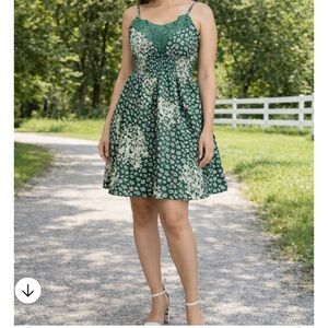 Green Floral Cottagecore Dress, Size S
